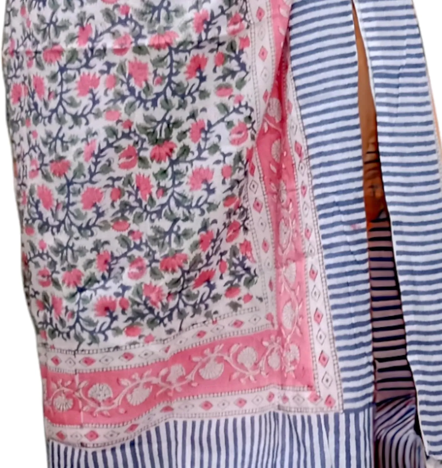 100% Cotton Hand block Sarong Beach Pareo -Your Perfect Summer Cover up Swimwear Companion Wrap Skirt In Summer