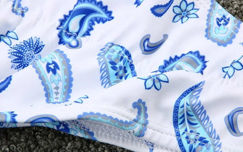 2 Piece Micro print swimsuit female triangle swimwear women bathers Tie up bathing suit Beachwear Bikini Set