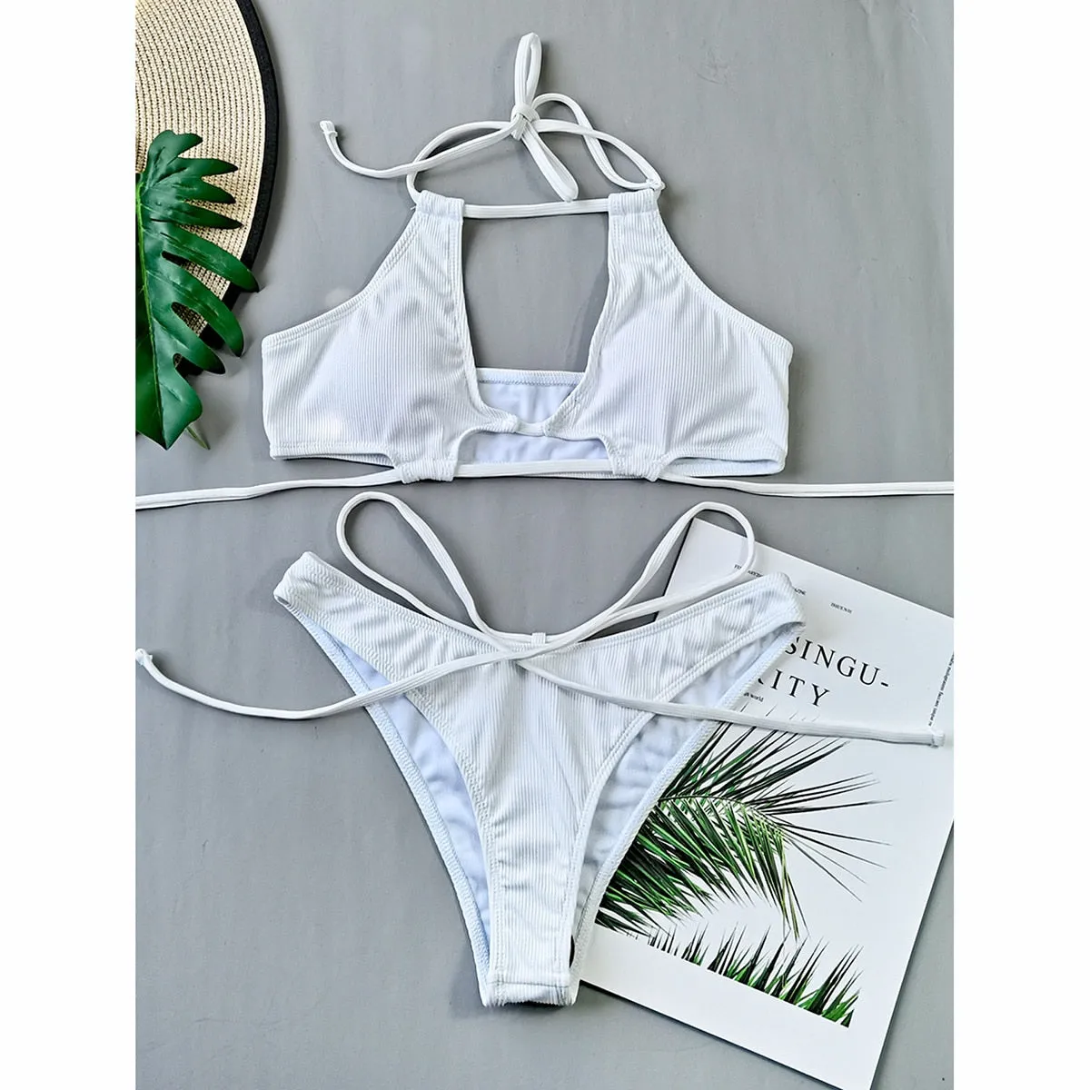 2 Piece Push Up Bikini Set High Waist Swimsuit Swimwear Beachwear Bathing Suit Swimming Suits
