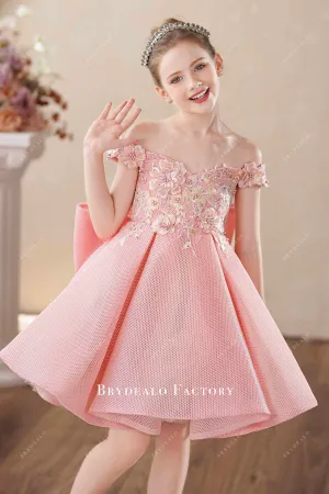 Adorable 3D Flower Dusty Rose Knee Length Flower Girl Dress