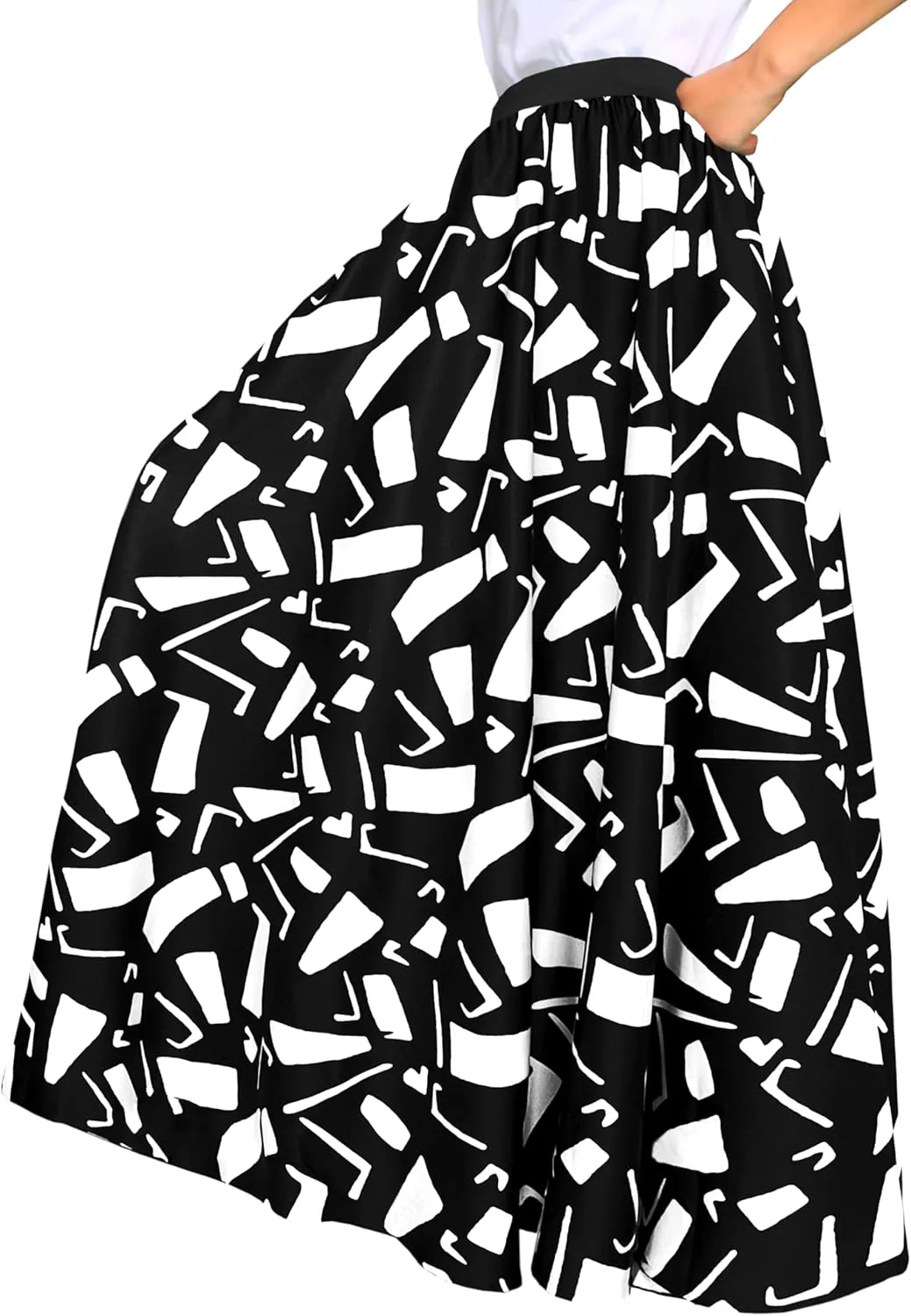 Afibi Women African Skirt Printed Ankara Maxi Skirt Dashiki Long Skirts with Pockets
