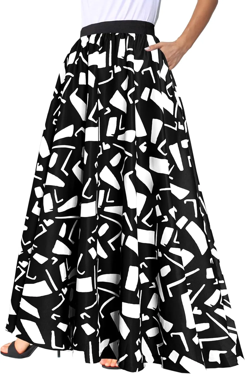 Afibi Women African Skirt Printed Ankara Maxi Skirt Dashiki Long Skirts with Pockets