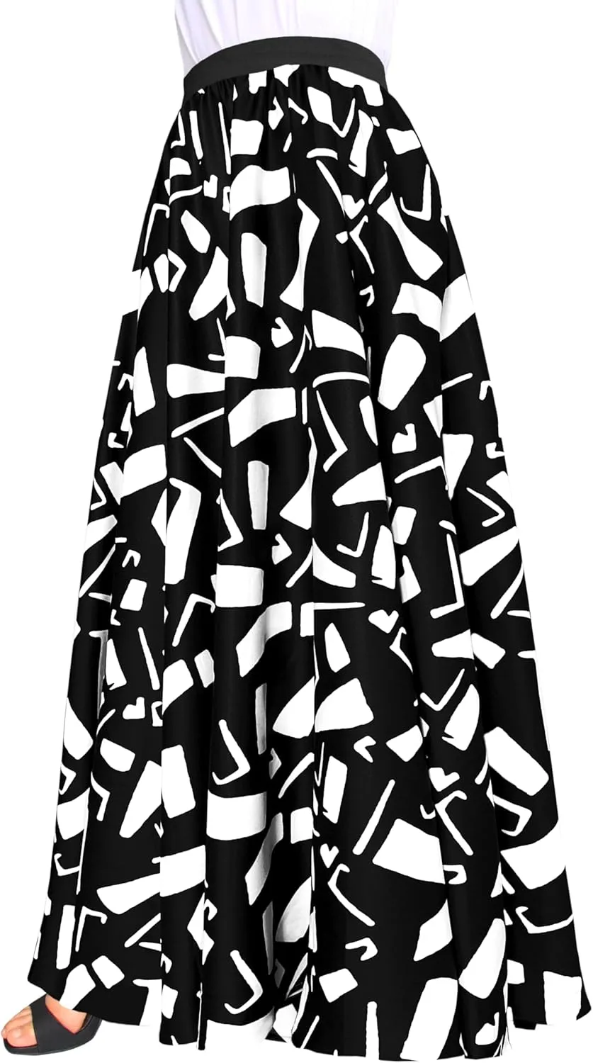 Afibi Women African Skirt Printed Ankara Maxi Skirt Dashiki Long Skirts with Pockets
