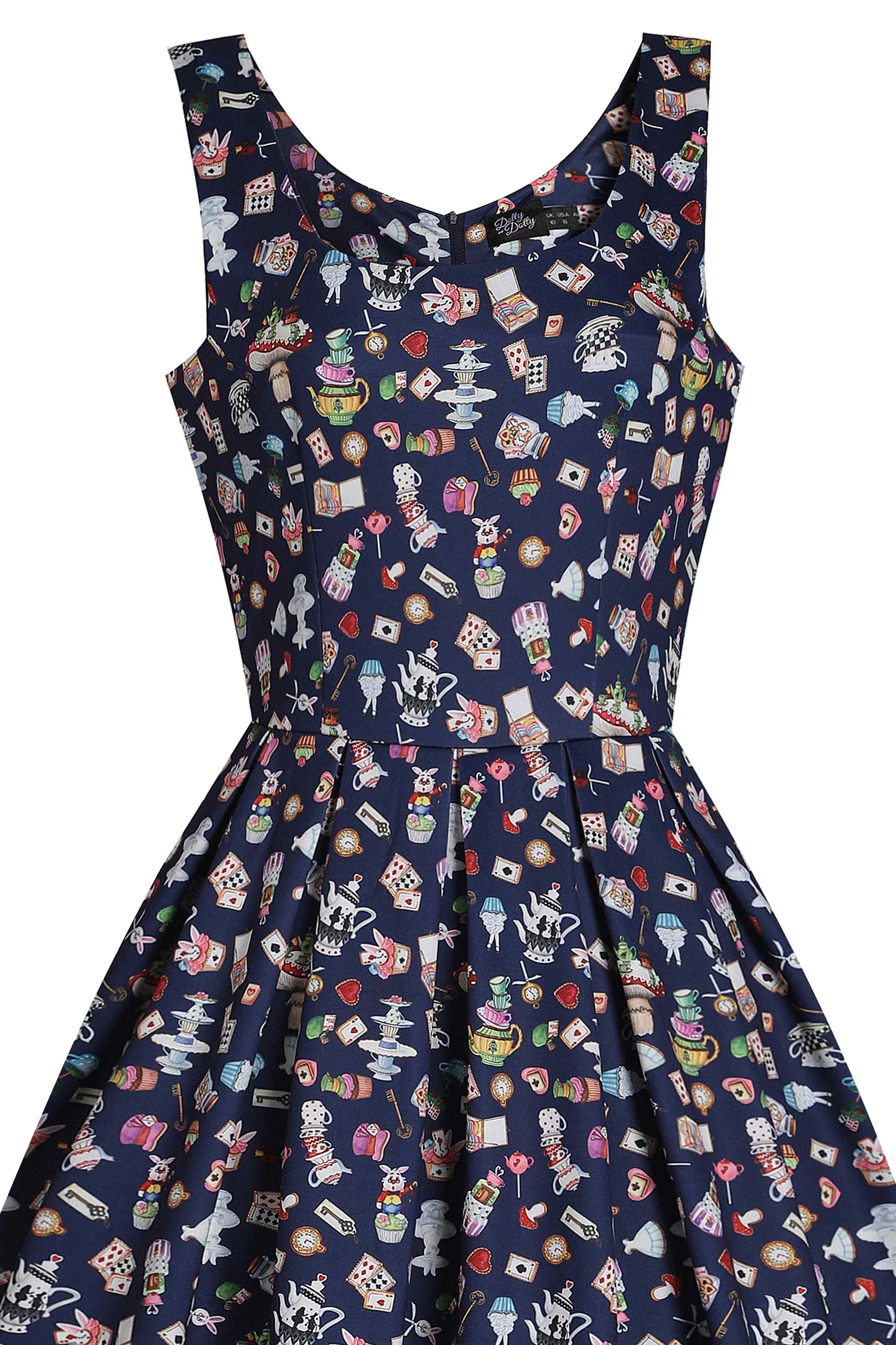 Amanda Navy Blue Wonderland Swing Dress
