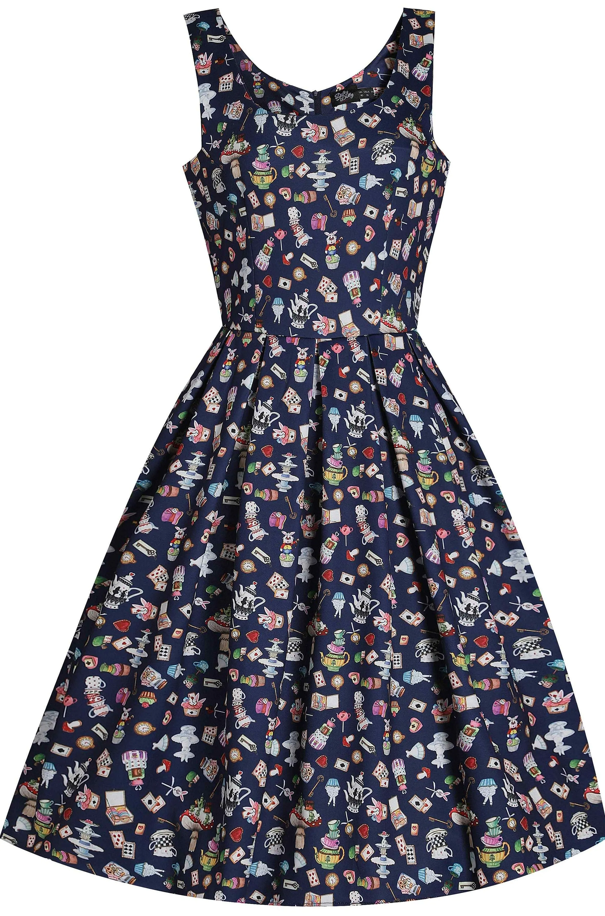 Amanda Navy Blue Wonderland Swing Dress