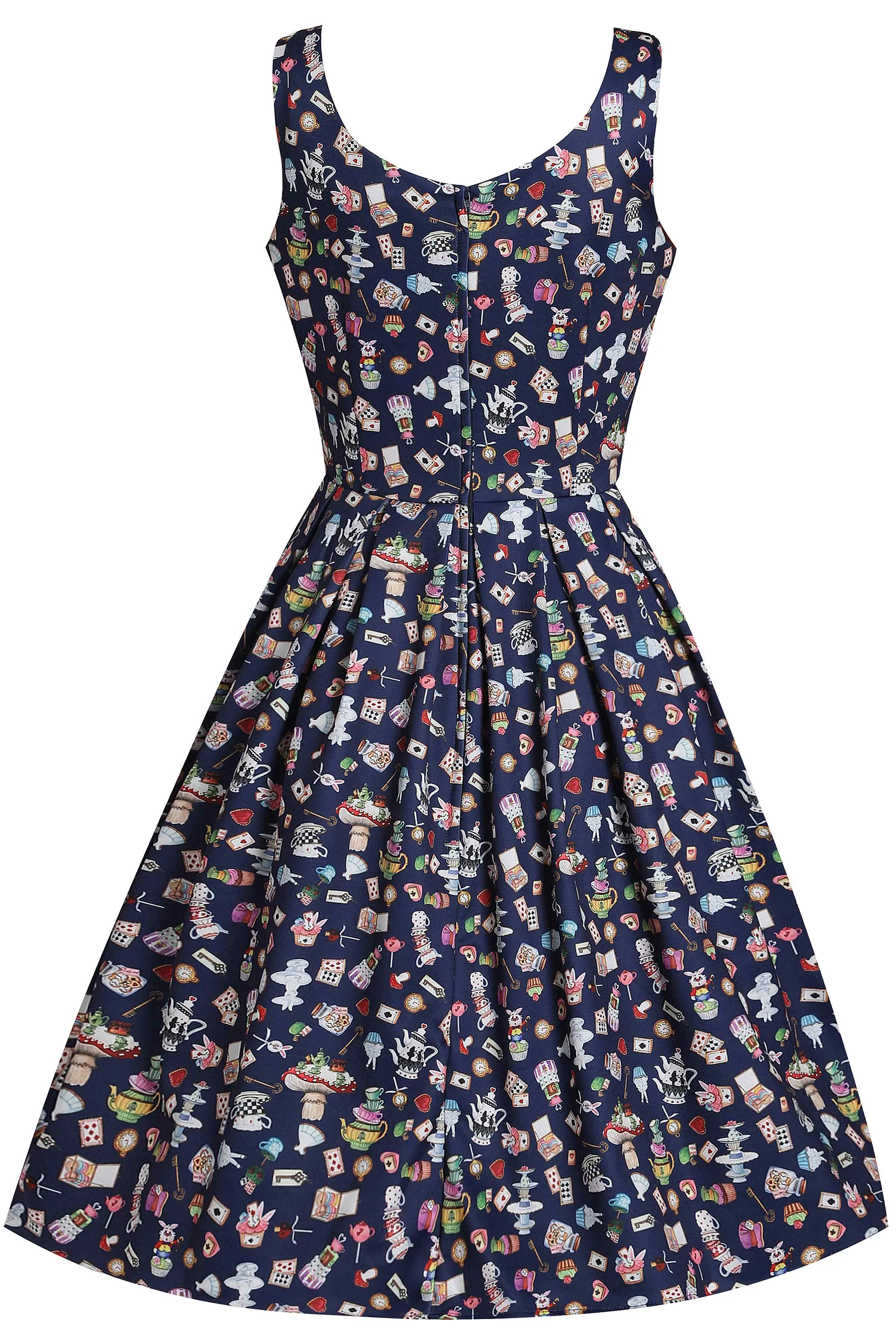 Amanda Navy Blue Wonderland Swing Dress