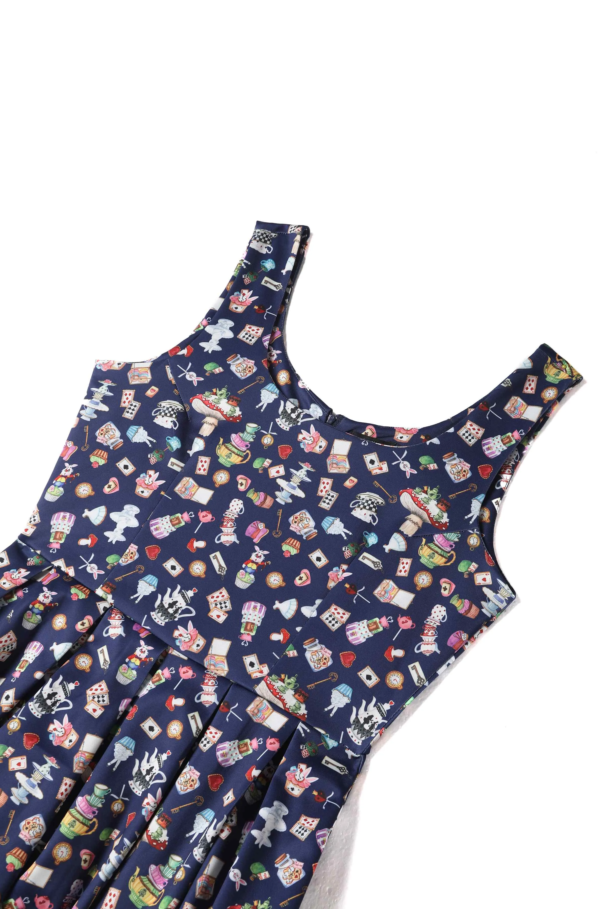 Amanda Navy Blue Wonderland Swing Dress