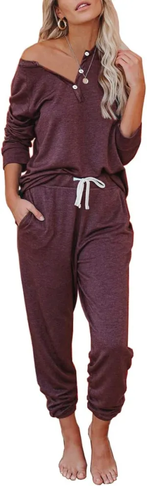 AUTOMET Womens 2 Piece Outfits Pajamas Sets Fall Lounge Sets Loungewear Sweatsuits with Sweatpants