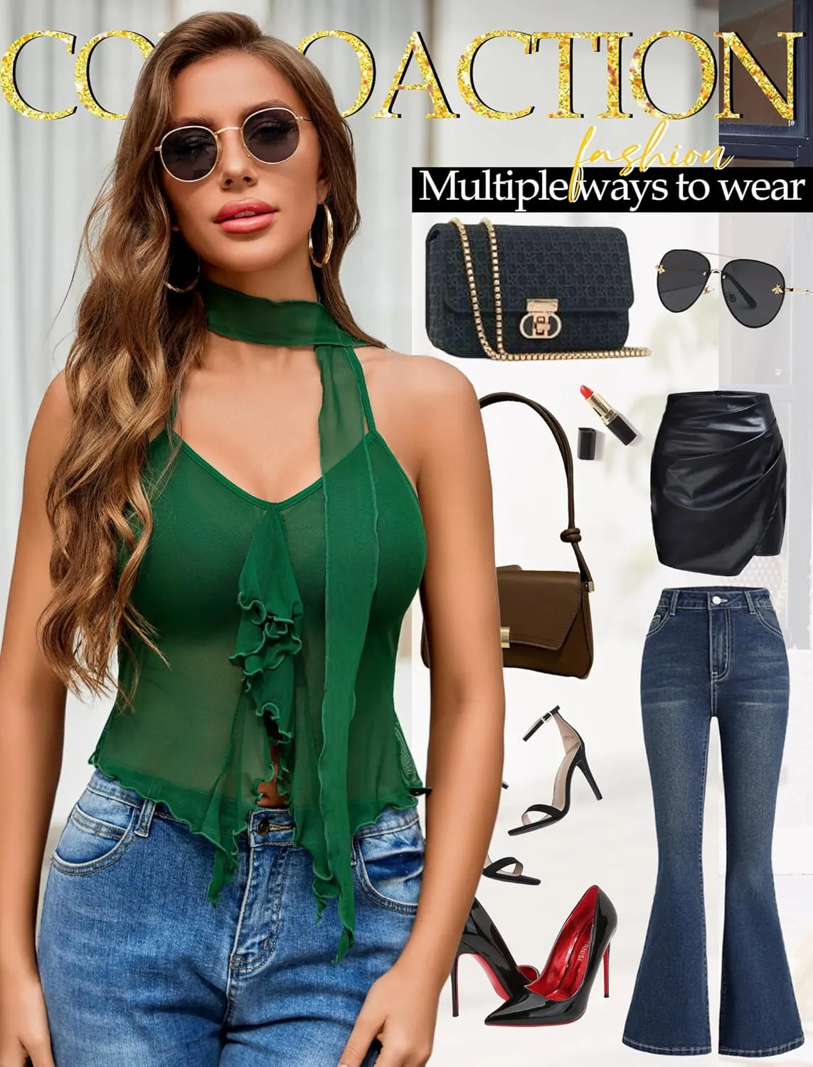 Avidlove Halter Tops for Women Mesh Tank Top Sexy Camisoles Y2K Crop Top Going Out Tops Trendy Summer Tops Outfits