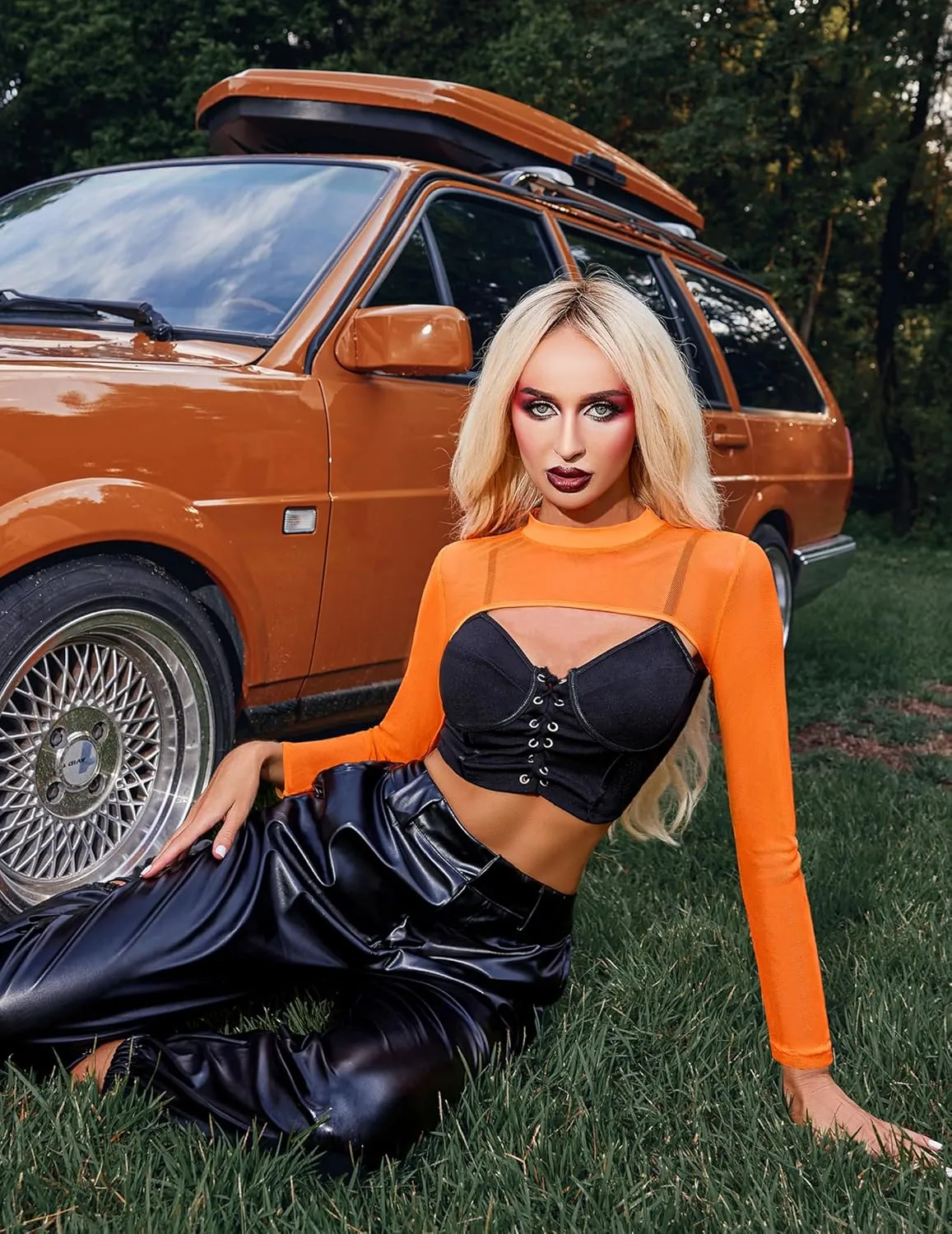 Avidlove Mesh Crop Tops for Women Mock Neck Long Sleeve Crop Top See Through Shirt Top Sexy Clubwear