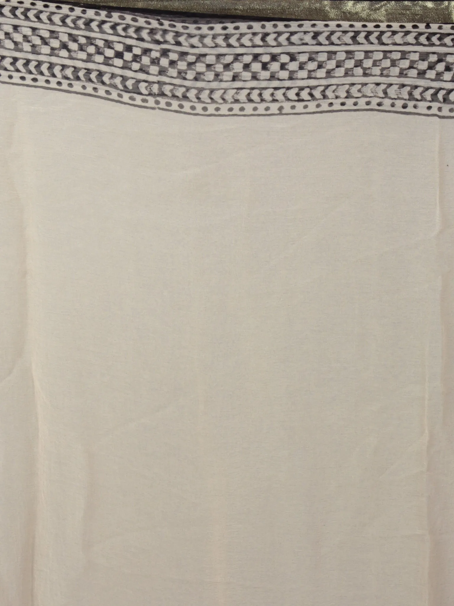 Beige Maroon Black Teal Blue Hand Block Printed Chiffon Saree - S031701892