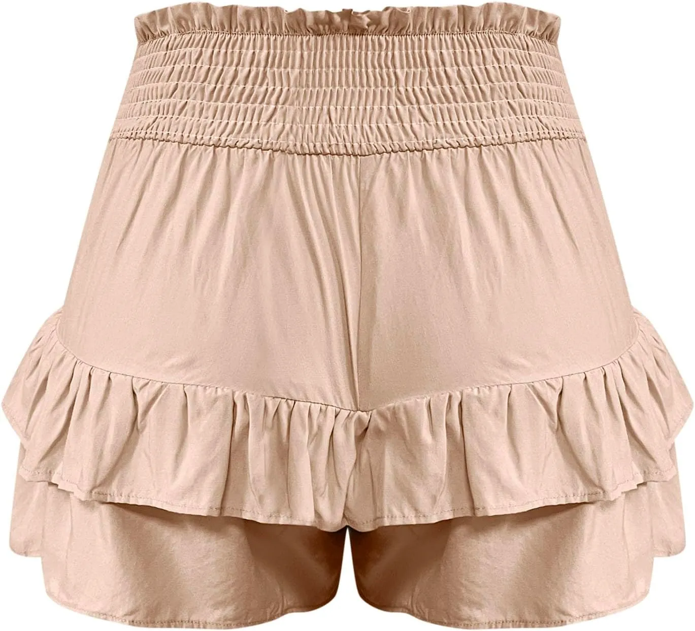 Bermuda Shorts for Women Summer Beach Cotton High Waist Ruffle Shorts Casual Layered Pleated Hem Workout Short Pants