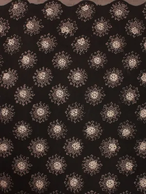 Black Brown Beige Hand Block Printed Cotton Cambric Fabric Per Meter - F0916396
