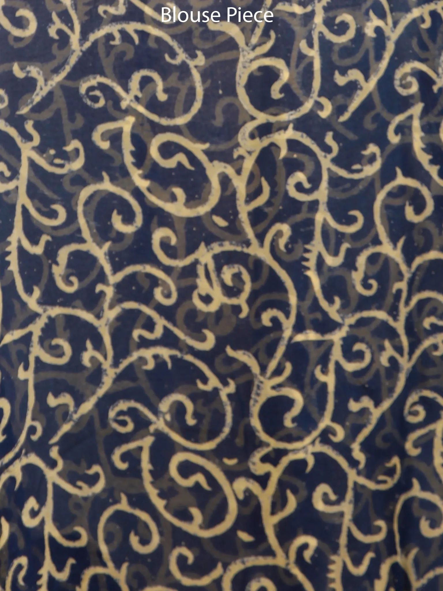 Blue Yellow Green Hand Block Printed Chiffon Saree with Zari Border - S031703507