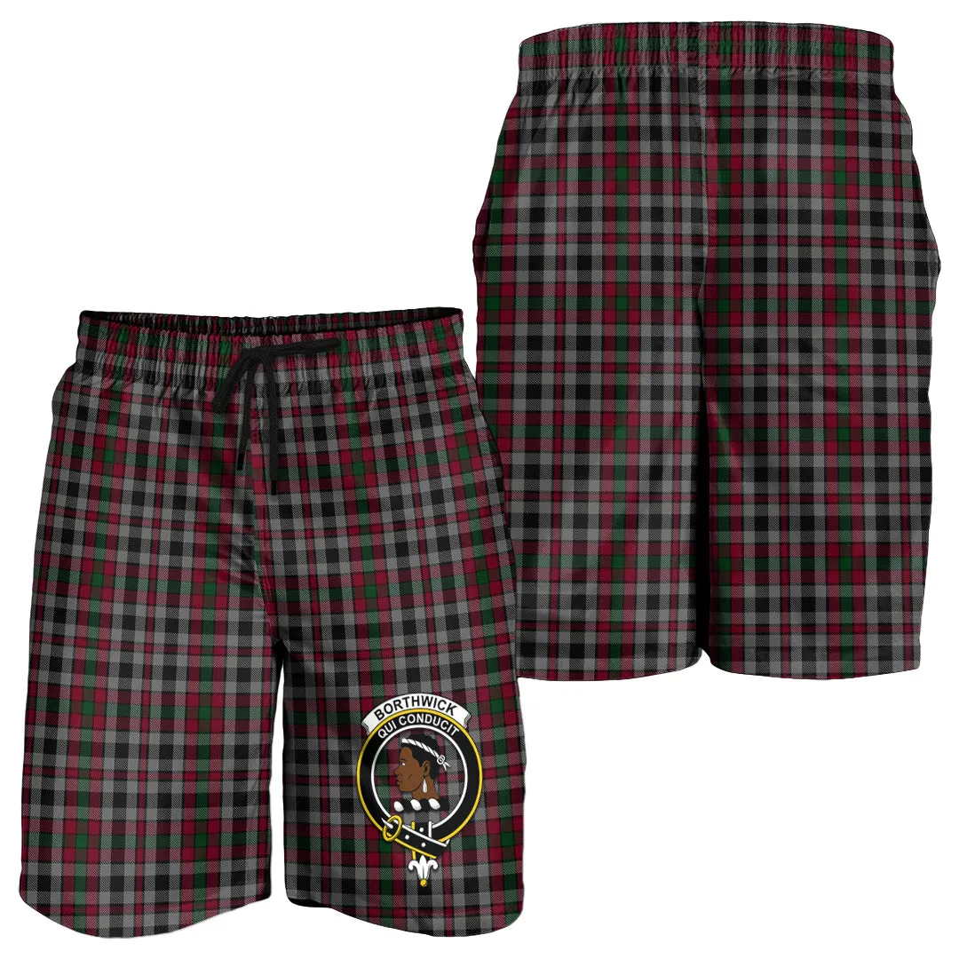Borthwick Tartan Mens Shorts with Family Crest