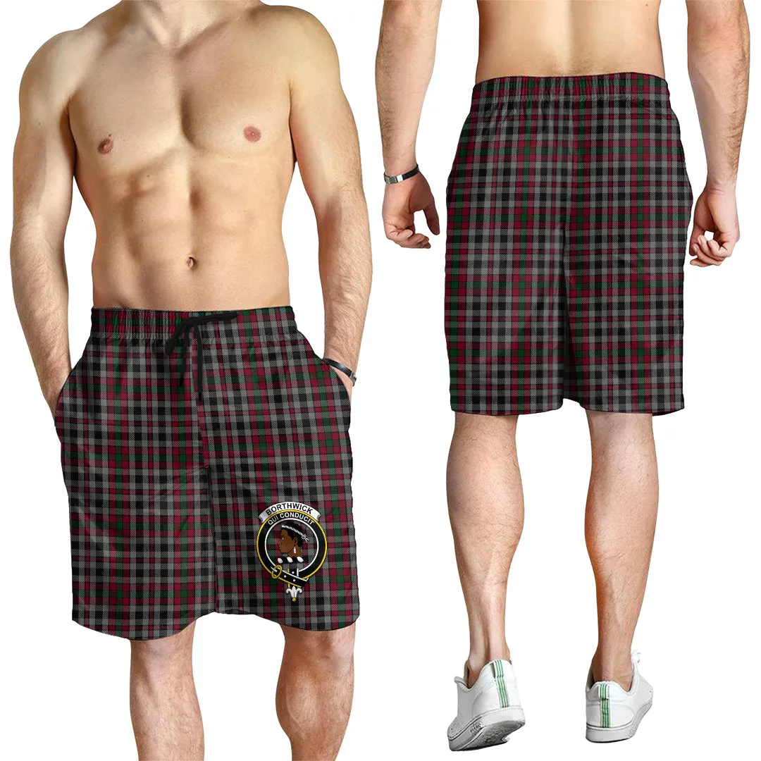 Borthwick Tartan Mens Shorts with Family Crest