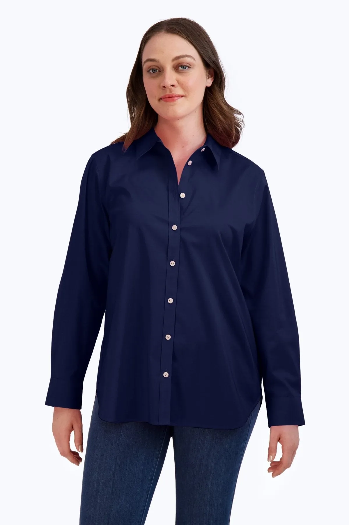 Boyfriend Long Sleeve Essential Stretch No Iron Tunic