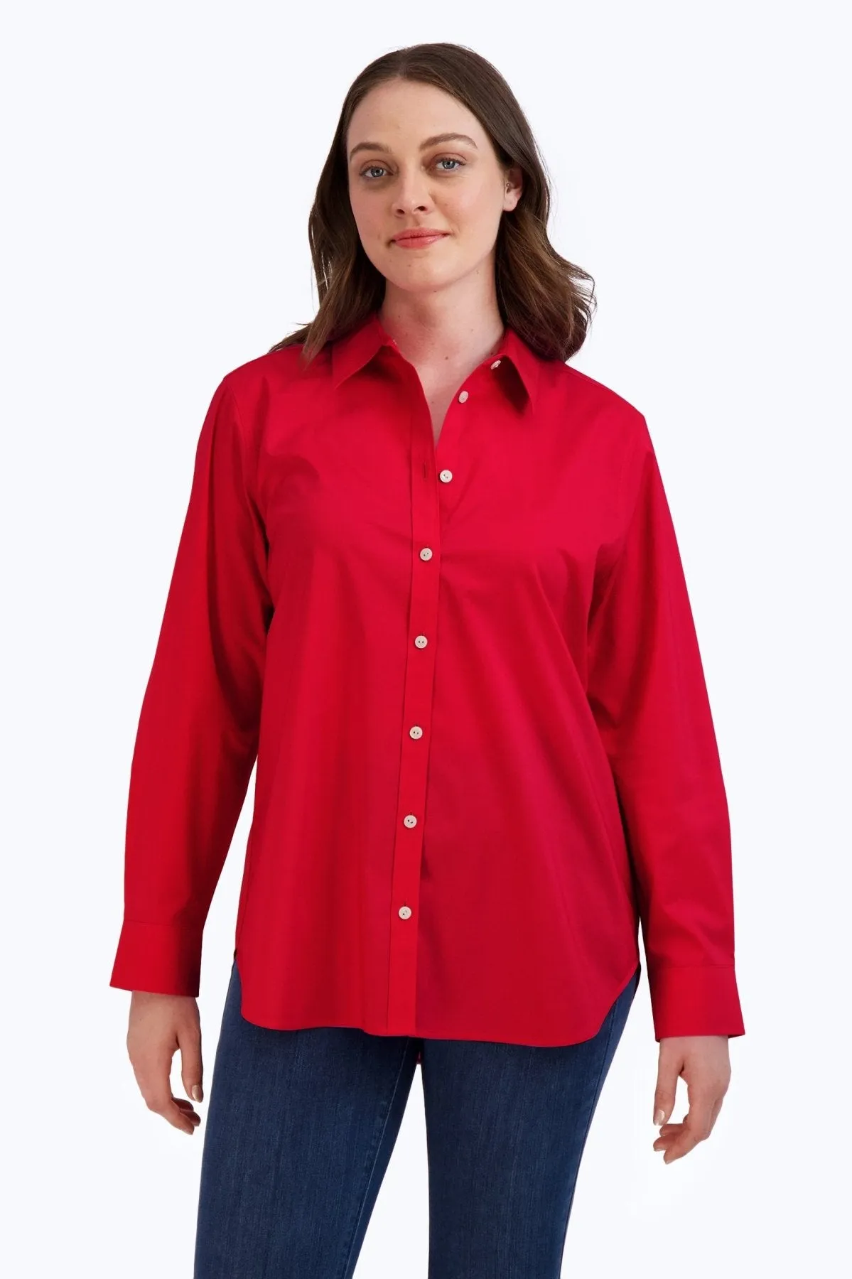 Boyfriend Long Sleeve Essential Stretch No Iron Tunic
