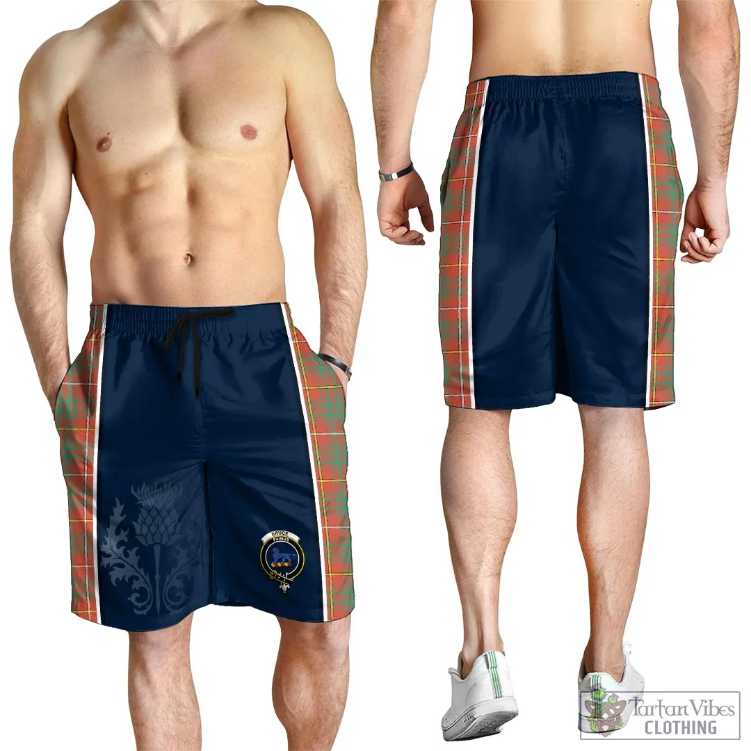 Bruce Ancient Tartan Men's Shorts with Family Crest and Scottish Thistle Vibes Sport Style