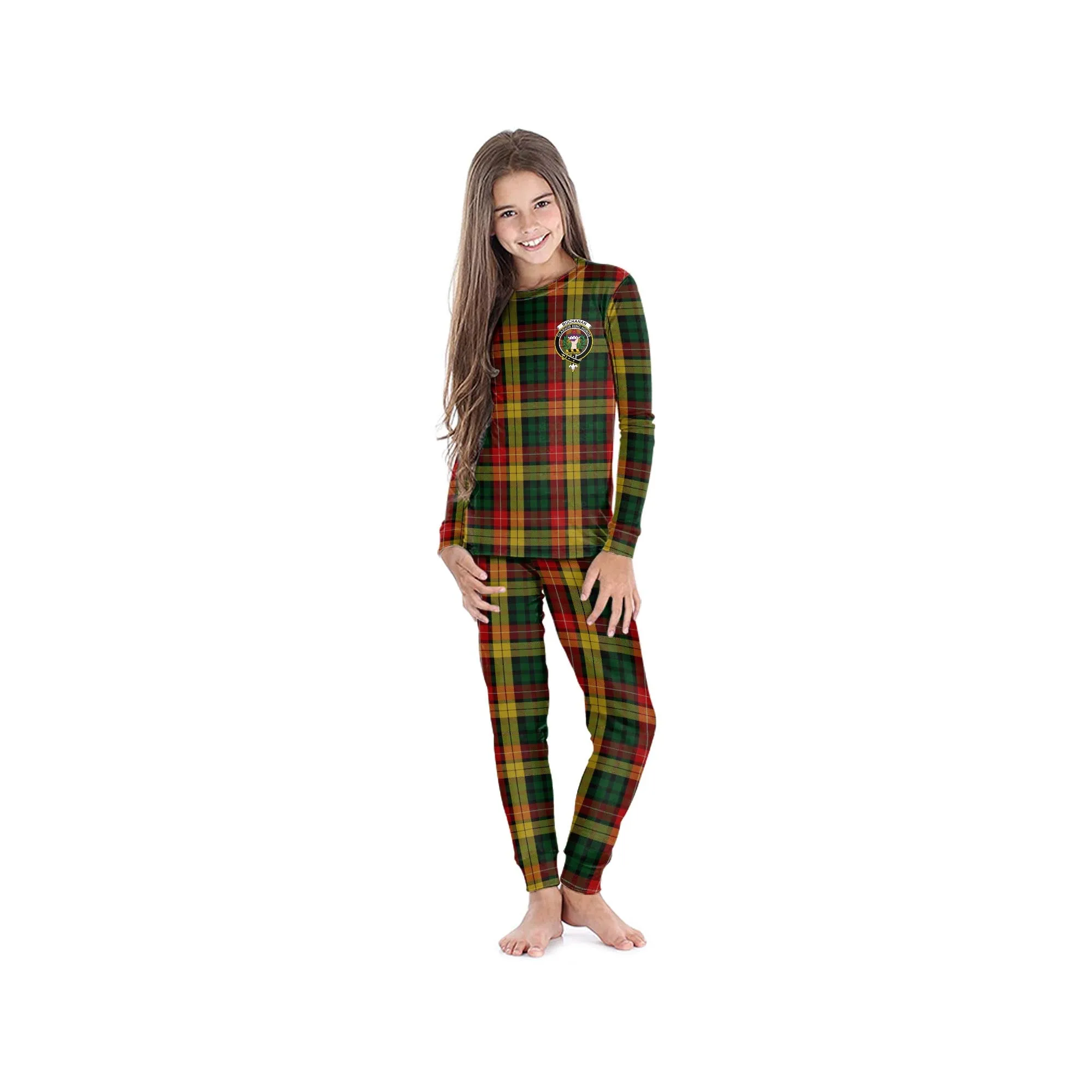 Buchanan Tartan Pajamas Family Set with Family Crest