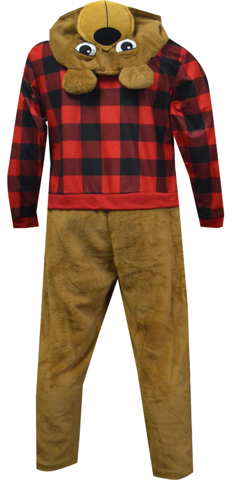 Buffalo Bear Adult Hooded One Piece Pajama