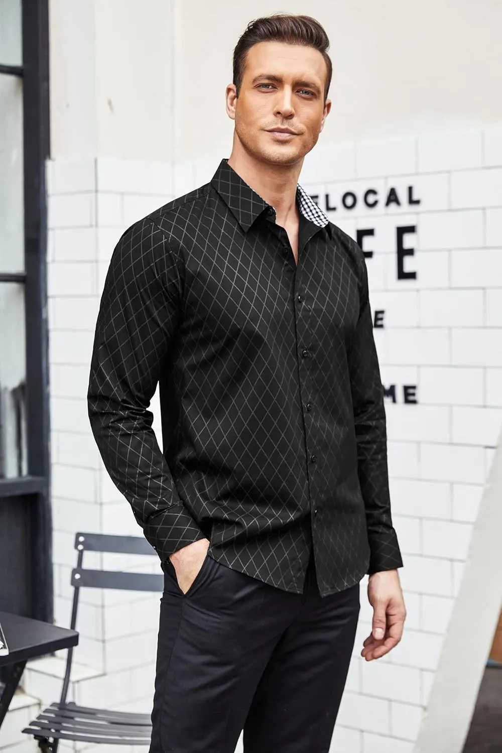COOFANDY Men's Business Dress Shirt Long Sleeve Slim Fit Casual Button Down Shirt