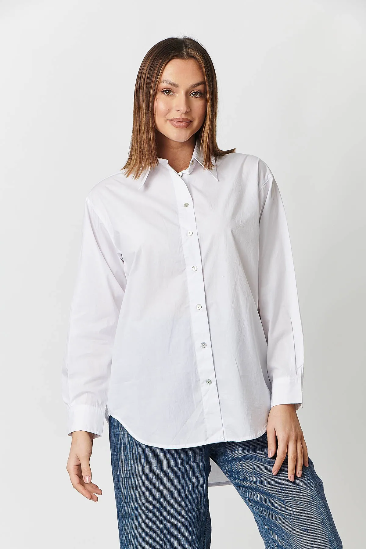 Cotton Boyfriend Shirt in White
