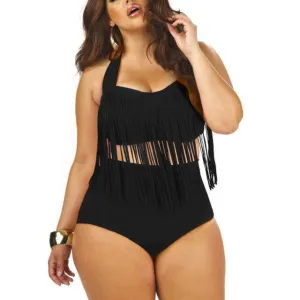 Curve-enhancing Tassel Push Up Plus Size Bikini Swimsuits