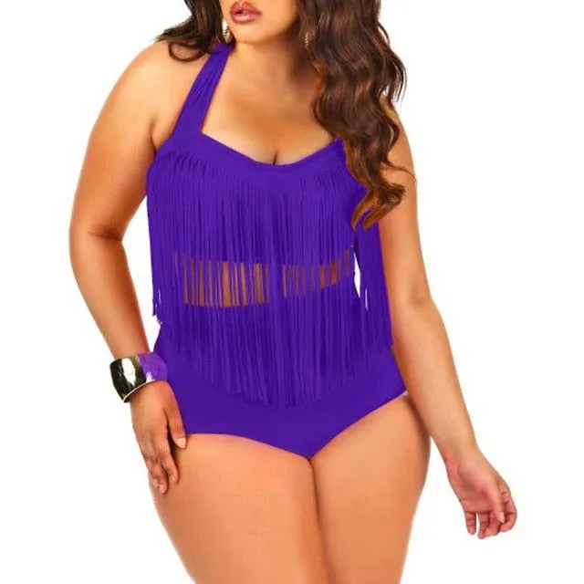 Curve-enhancing Tassel Push Up Plus Size Bikini Swimsuits