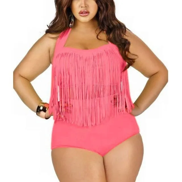 Curve-enhancing Tassel Push Up Plus Size Bikini Swimsuits