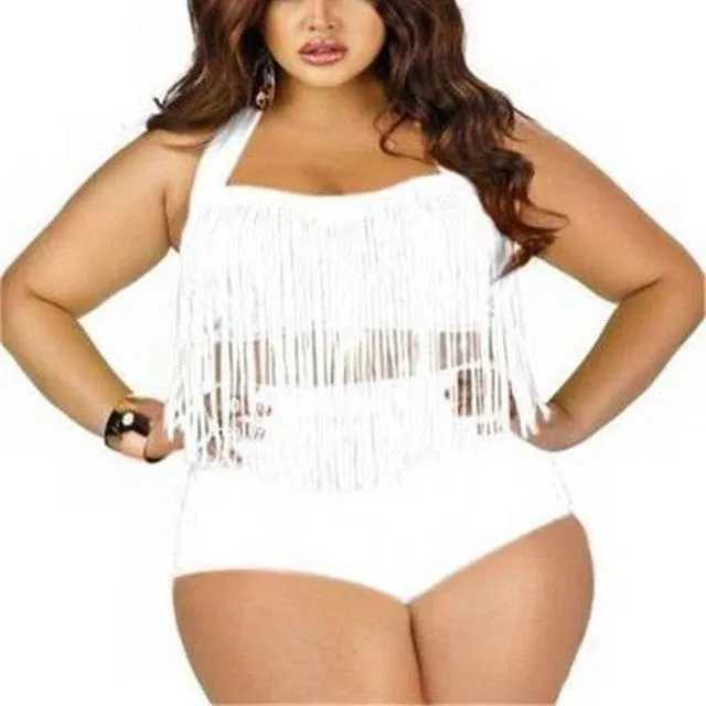 Curve-enhancing Tassel Push Up Plus Size Bikini Swimsuits