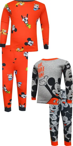 Disney Jr Mickey Mouse and His Pals 4pc Red Toddler Cotton Pajamas