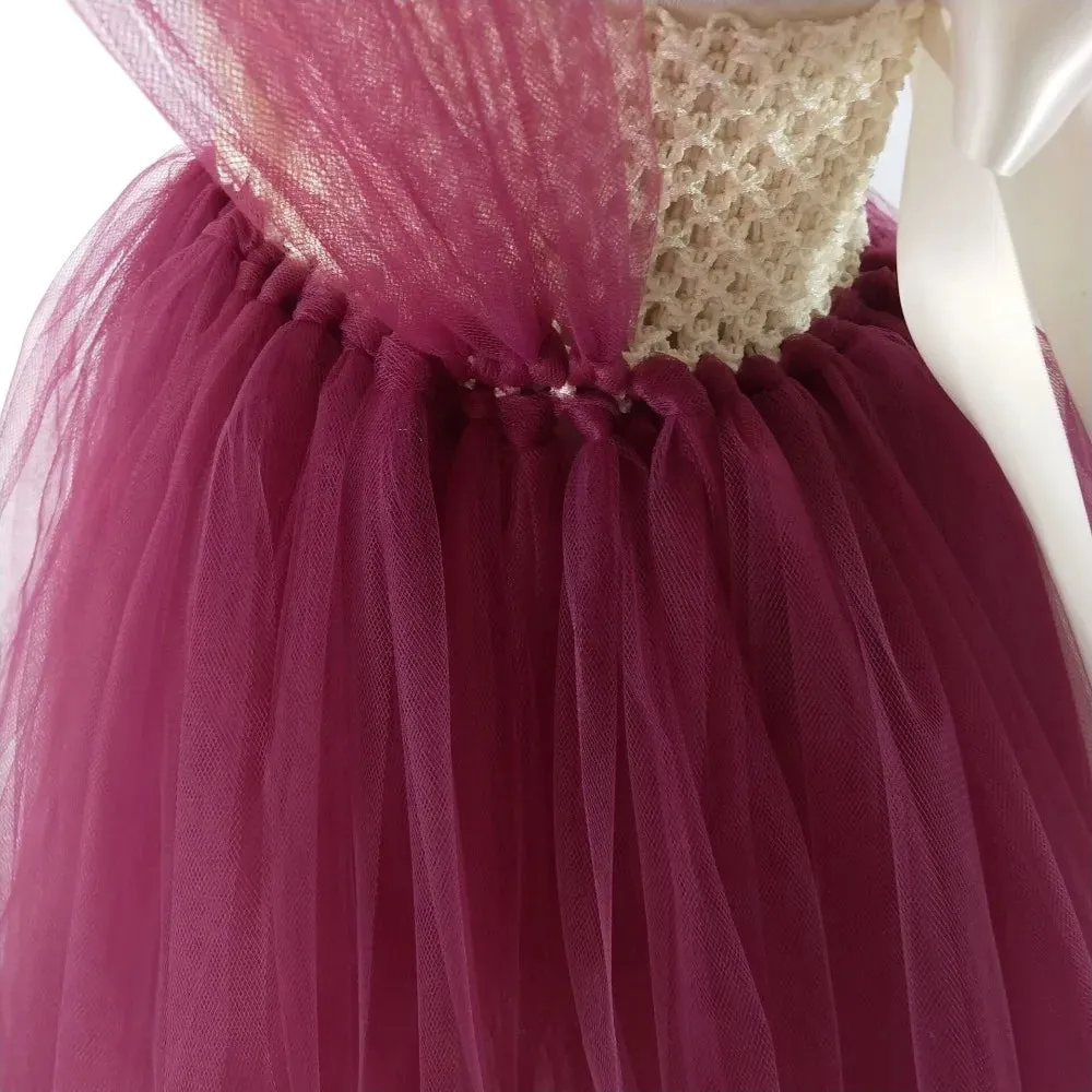 Elegant Burgundy Flower Girls Tutu Dress for Wedding Party