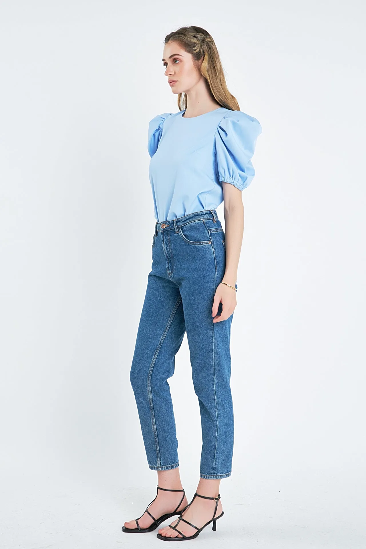 English Factory - Ruched Puff Sleeve Top