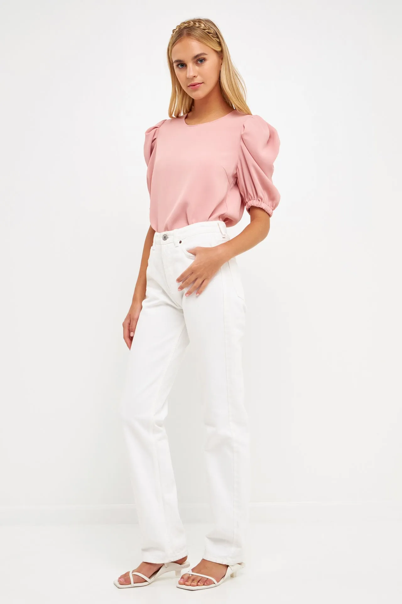 English Factory - Ruched Puff Sleeve Top