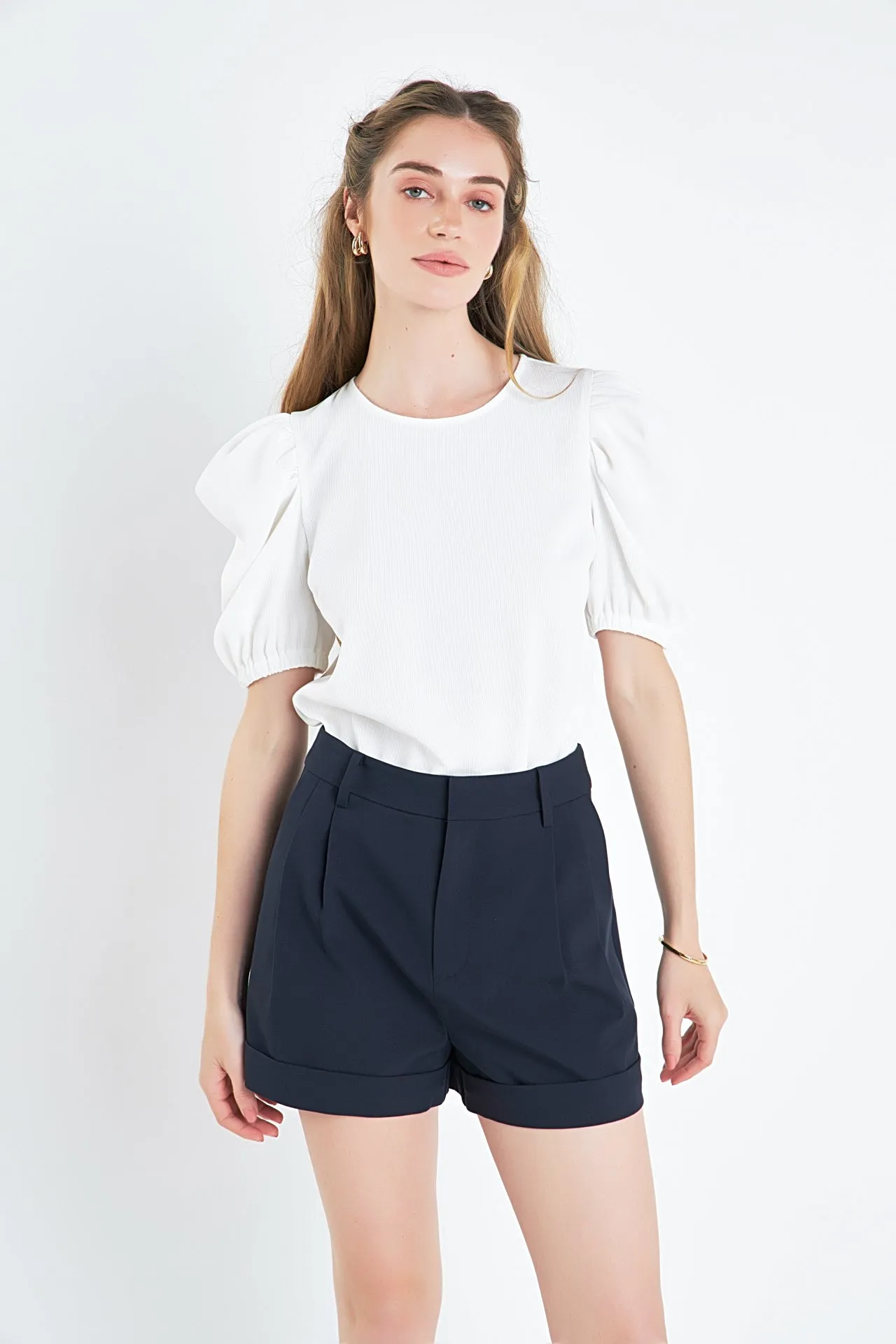 English Factory - Ruched Puff Sleeve Top