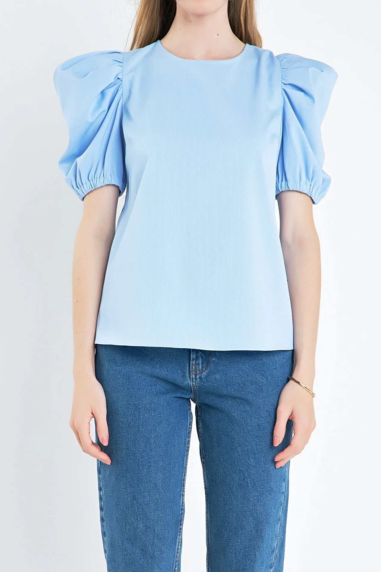 English Factory - Ruched Puff Sleeve Top