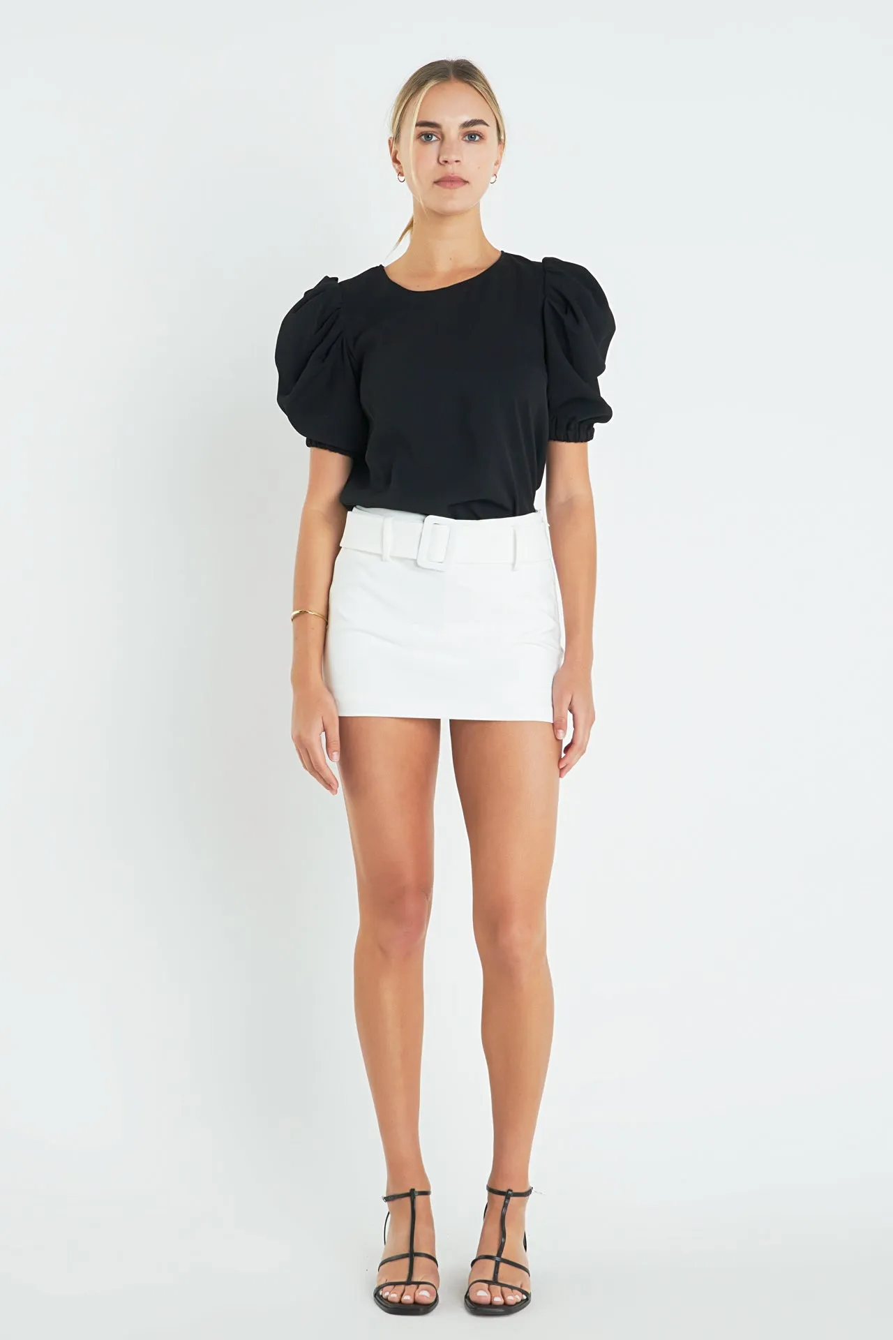 English Factory - Ruched Puff Sleeve Top