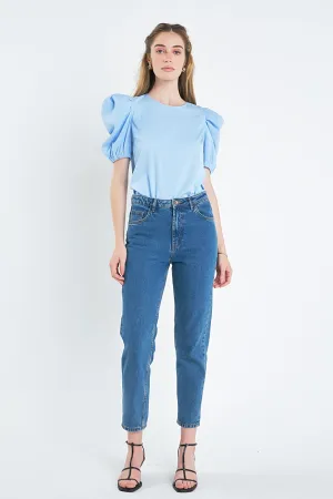 English Factory - Ruched Puff Sleeve Top
