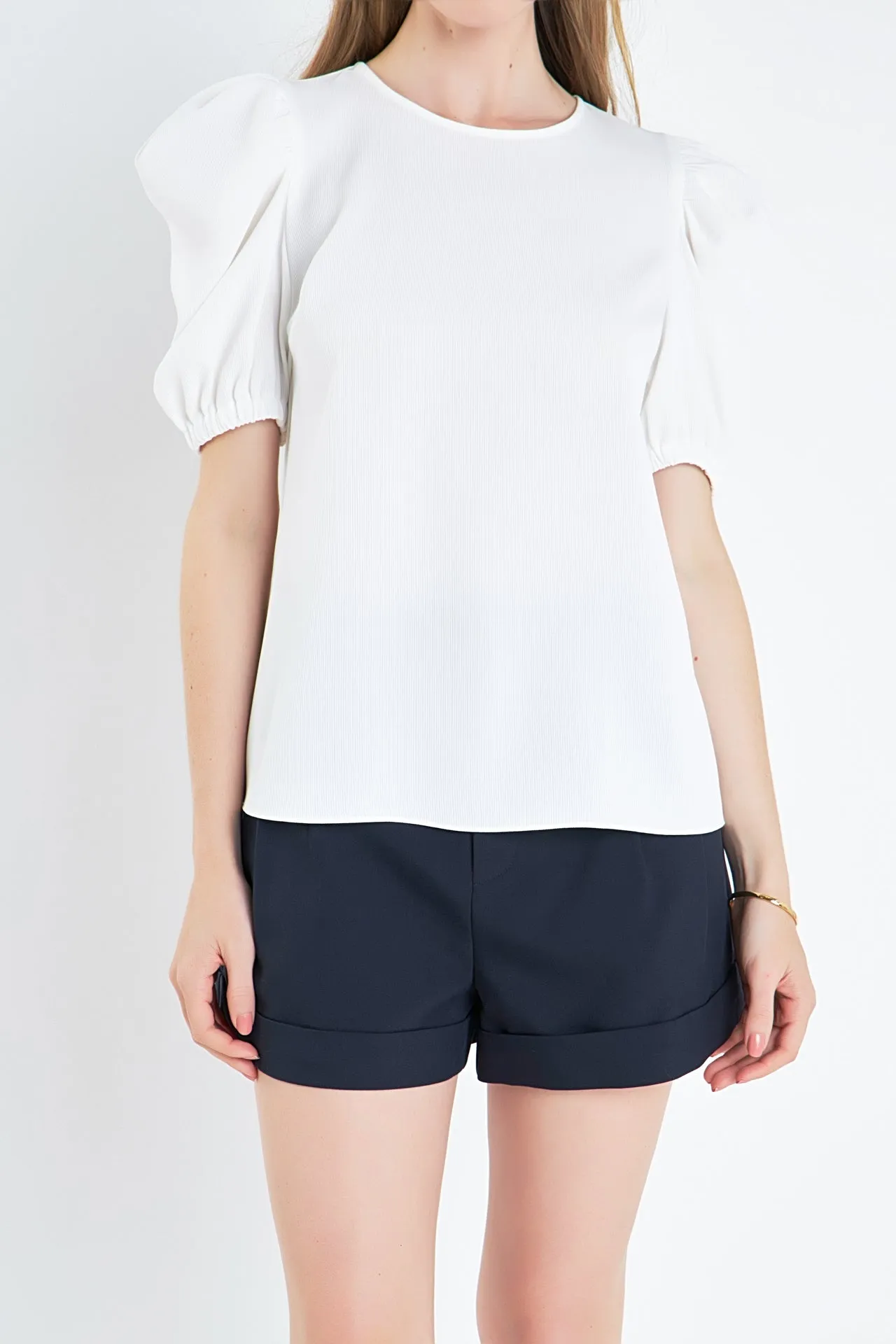 English Factory - Ruched Puff Sleeve Top