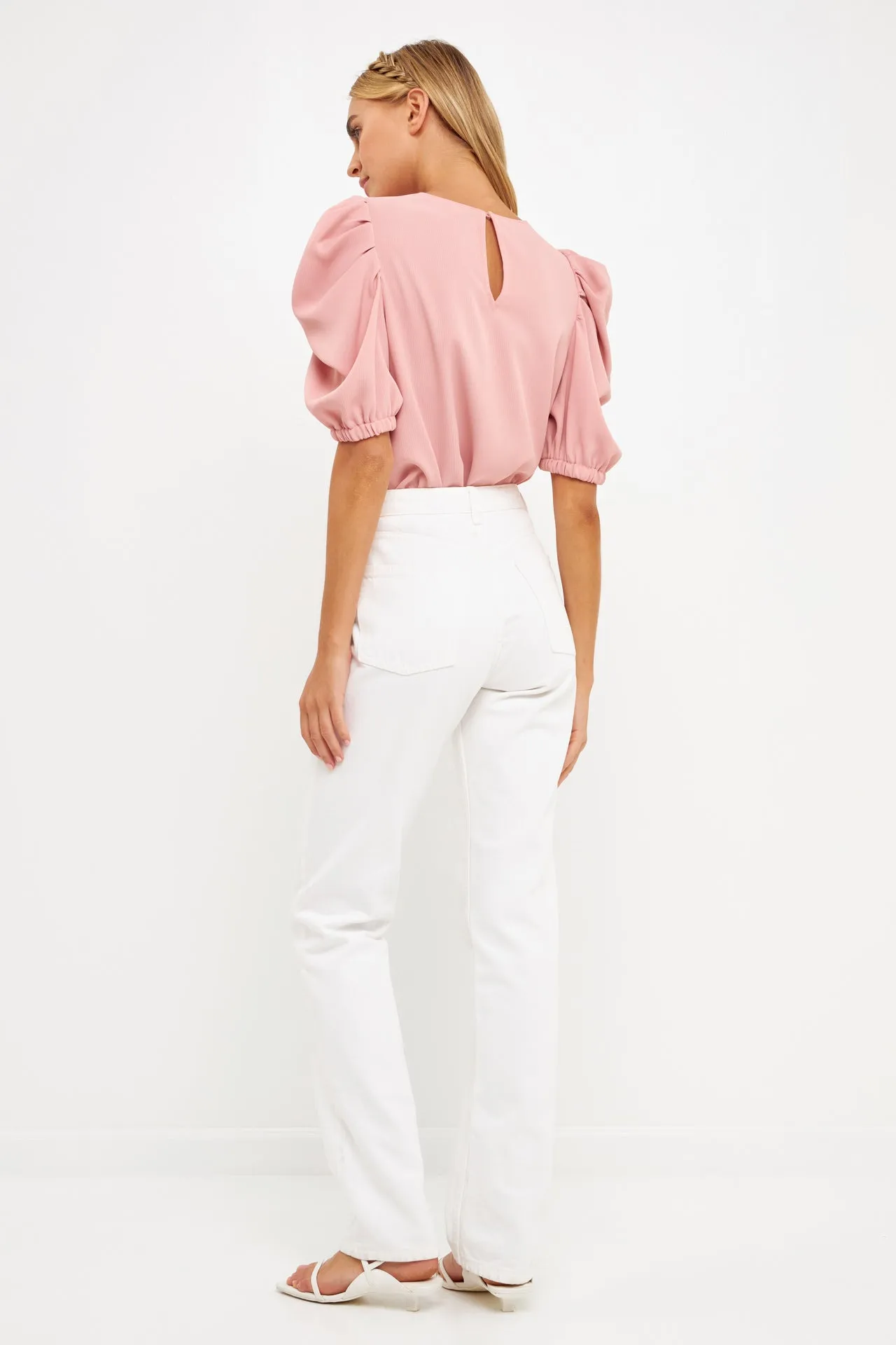 English Factory - Ruched Puff Sleeve Top