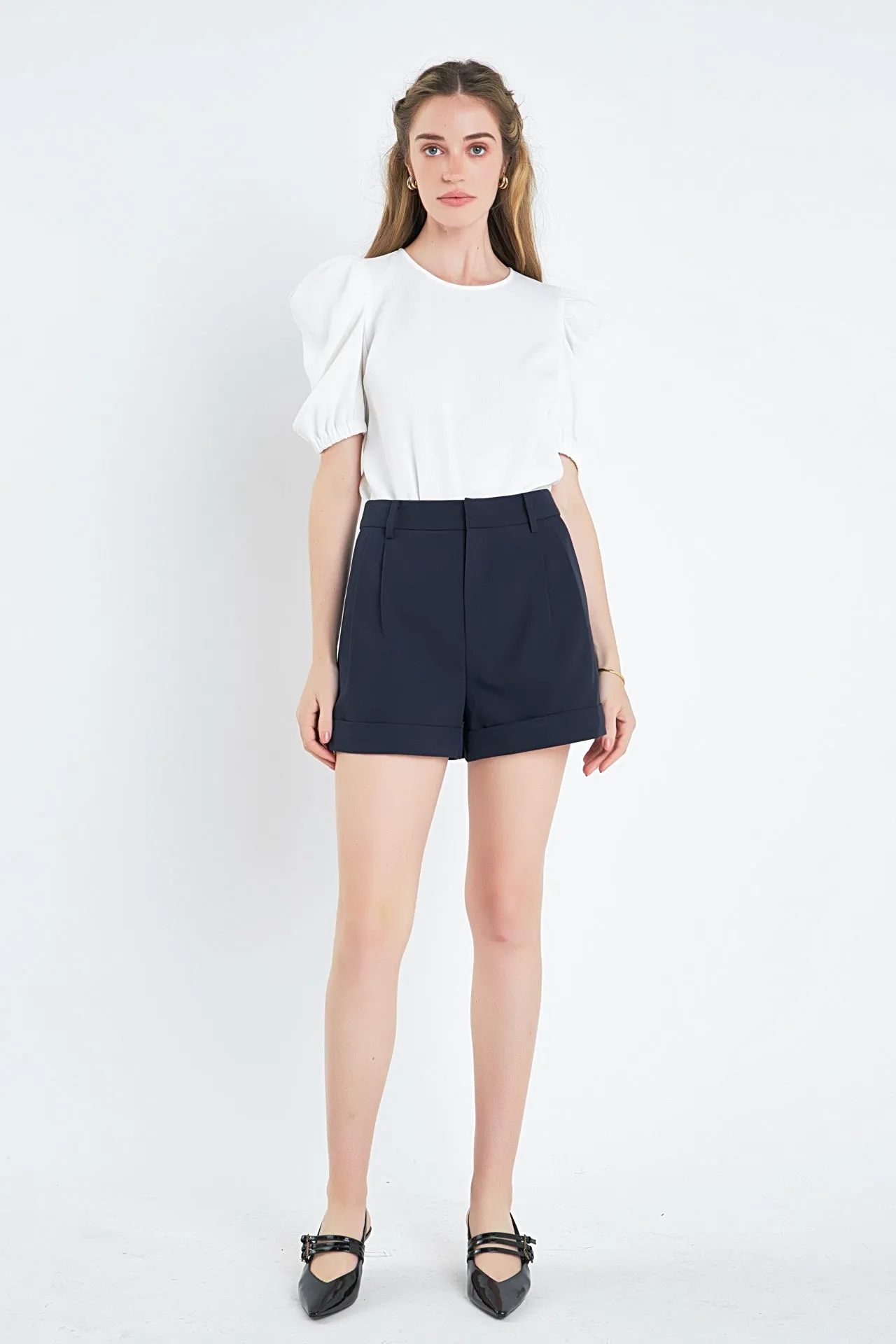 English Factory - Ruched Puff Sleeve Top