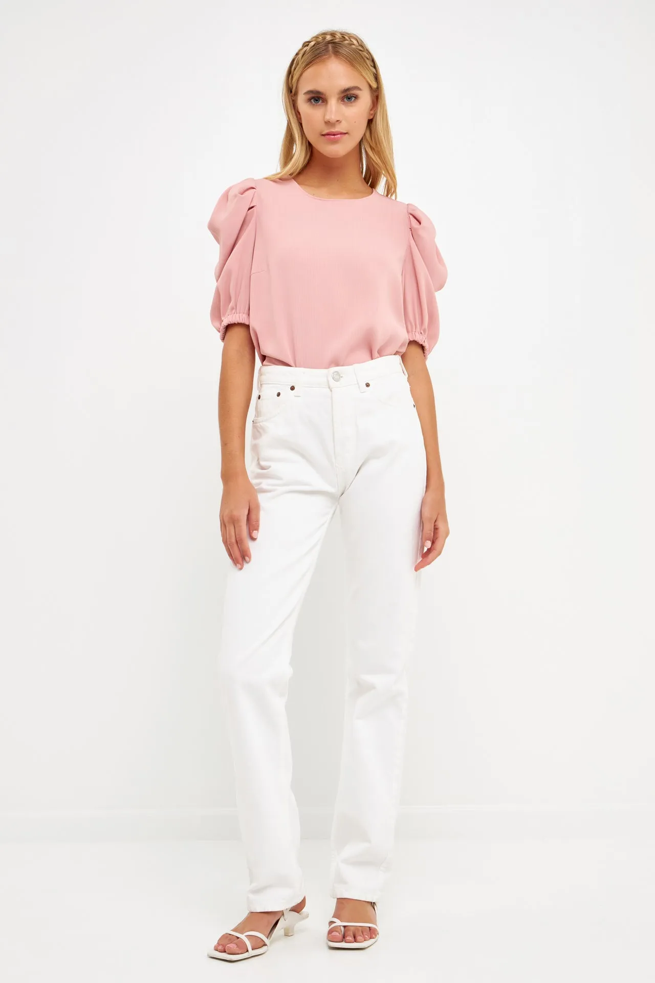 English Factory - Ruched Puff Sleeve Top
