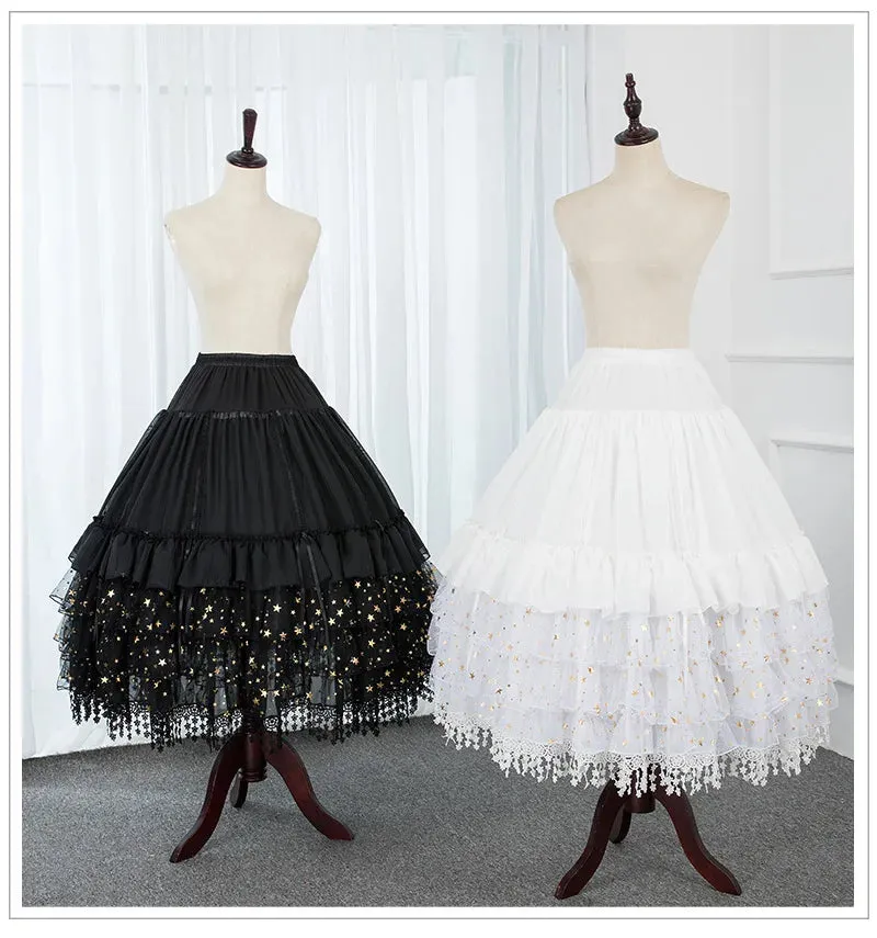 Falling Stars ~ Puffy Lolita Petticoat w. Detachable Hoops & Tassels