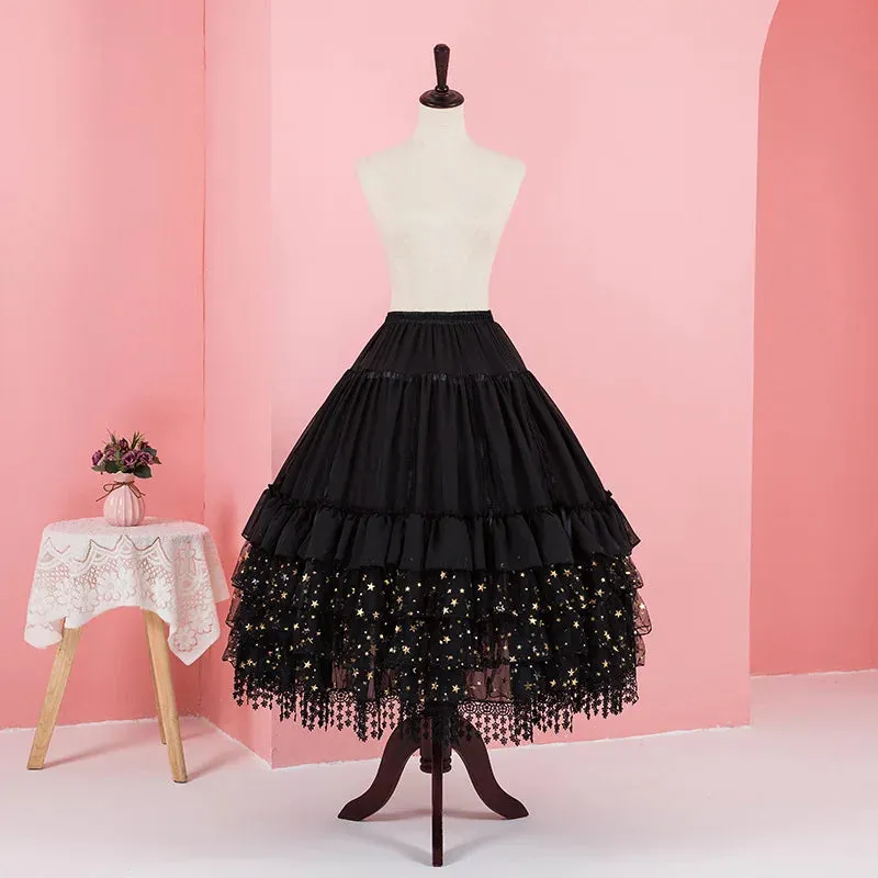 Falling Stars ~ Puffy Lolita Petticoat w. Detachable Hoops & Tassels