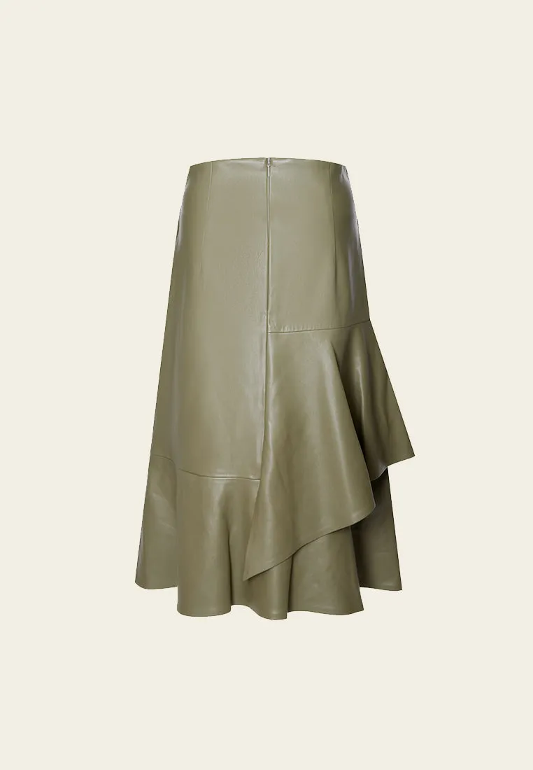 Fishtail Detailing Vegan Leather Skirt