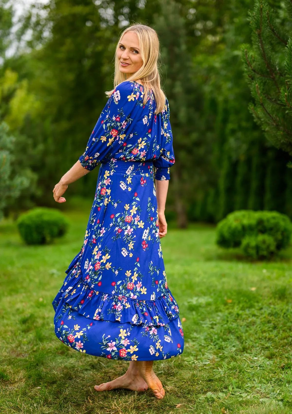Flaminga Mix Flowers Blue Dress