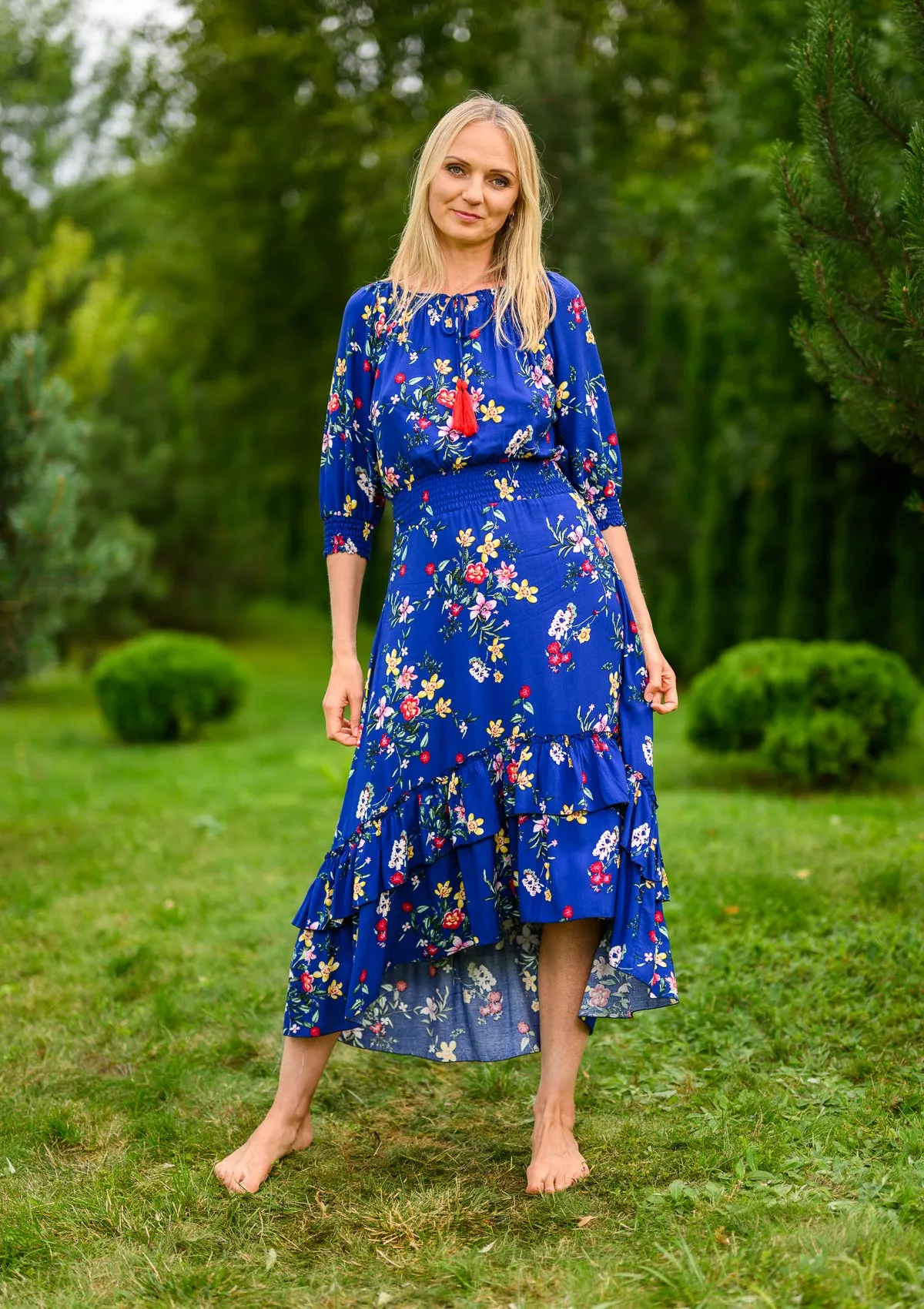 Flaminga Mix Flowers Blue Dress
