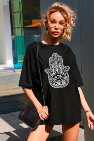 Graphic printed boxy dress