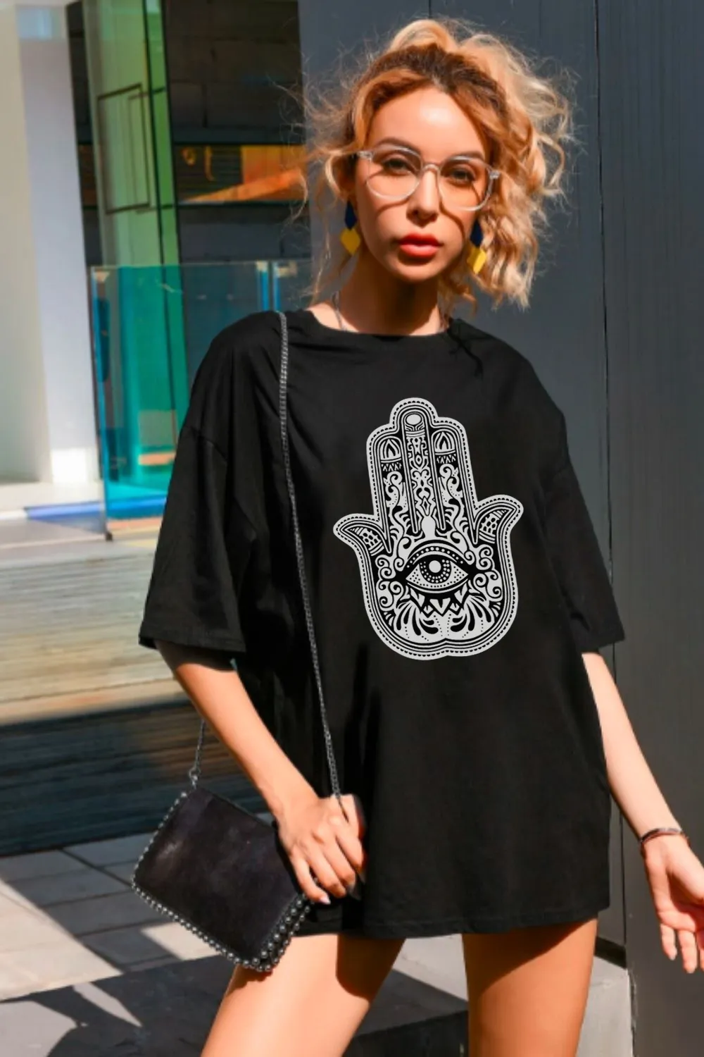 Graphic printed boxy dress